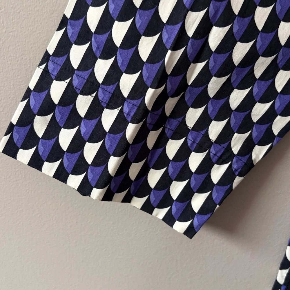 J. Crew Jet Set Geometric Print Shift Dress size 12 Purple White‎ Black